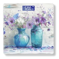 Bathroom Scale, Highly Accurate Digital Body Scale,Precisely Measures Weight up to 400 lbs-Vases Of Purple And Blue Flowers On White Wooden Background