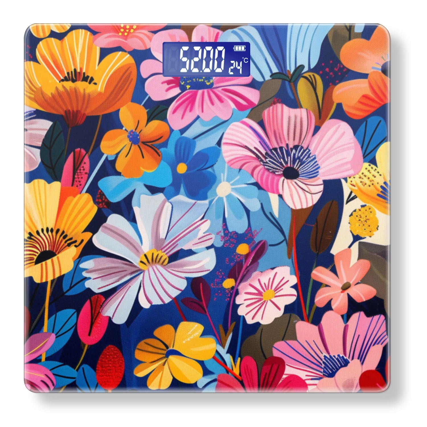Bathroom Scale, Highly Accurate Digital Body Scale,Precisely Measures Weight up to 400 lbs-Vibrant And Colorful Illustration Of Various Flowers In Full Bloom