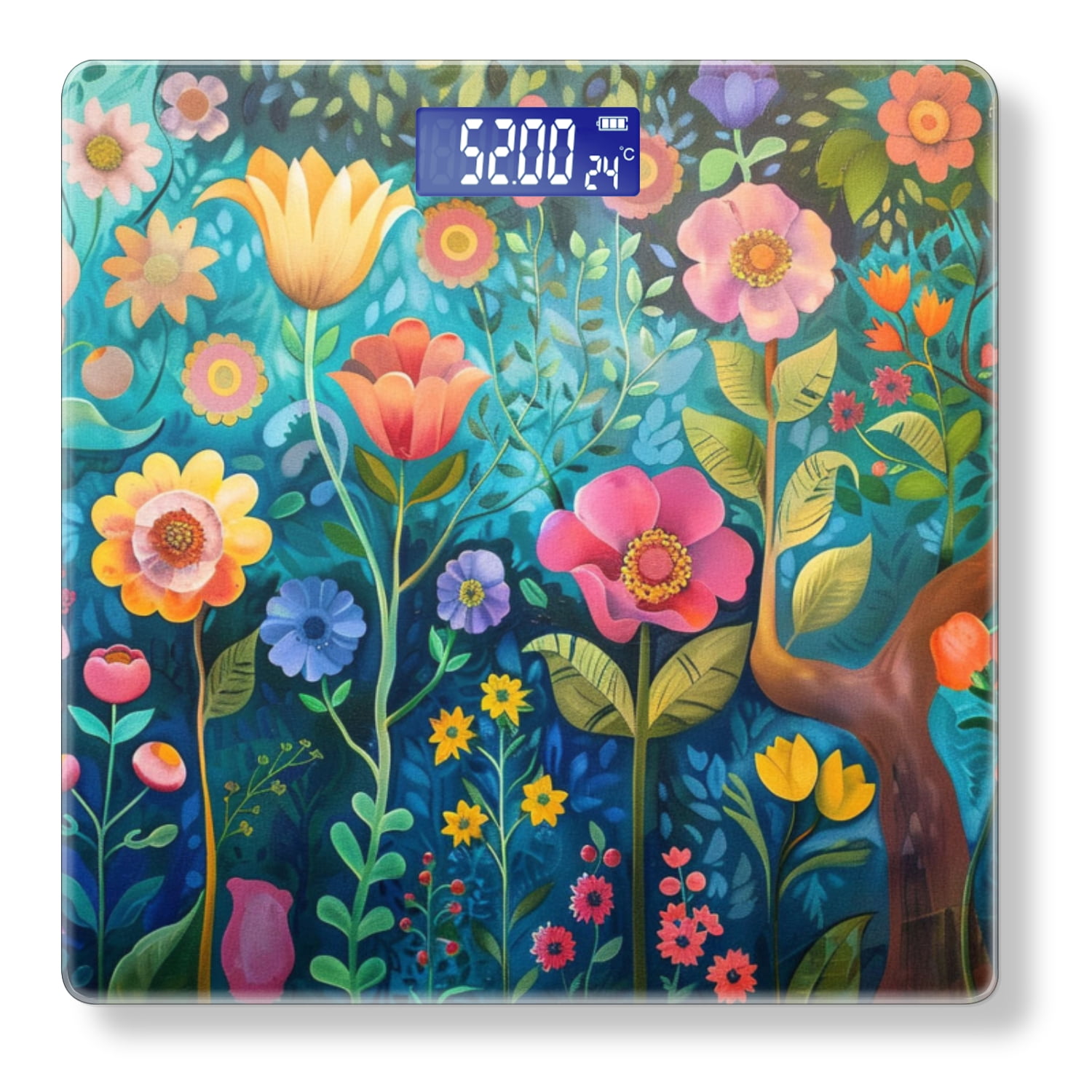 Bathroom Scale, Highly Accurate Digital Body Scale,Precisely Measures Weight up to 400 lbs-Vibrant Garden Filled With Blooming Flowers And Lush Greenery