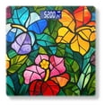 thumbnail image 1 of Bathroom Scale, Highly Accurate Digital Body Scale,Precisely Measures Weight up to 400 lbs-Vibrant Stained Glass Pattern Featuring Array Of Colorful Flowers, 1 of 4