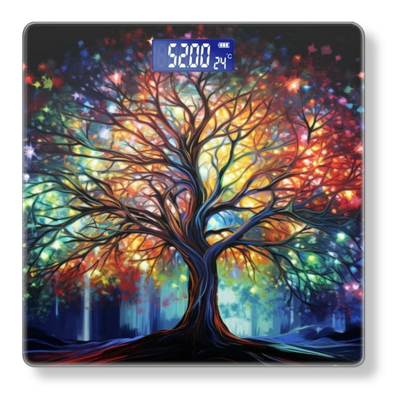 Bathroom Scale, Highly Accurate Digital Body Scale,Precisely Measures Weight up to 400 lbs-Vibrant Tree Of Life With Branches Reaching Out To The Stars