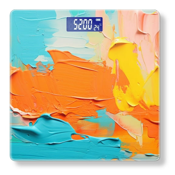 Bathroom Scale, Highly Accurate Digital Body Scale,Precisely Measures Weight up to 400 lbs-Abstract Background With Orange And Bule Paint Strokes