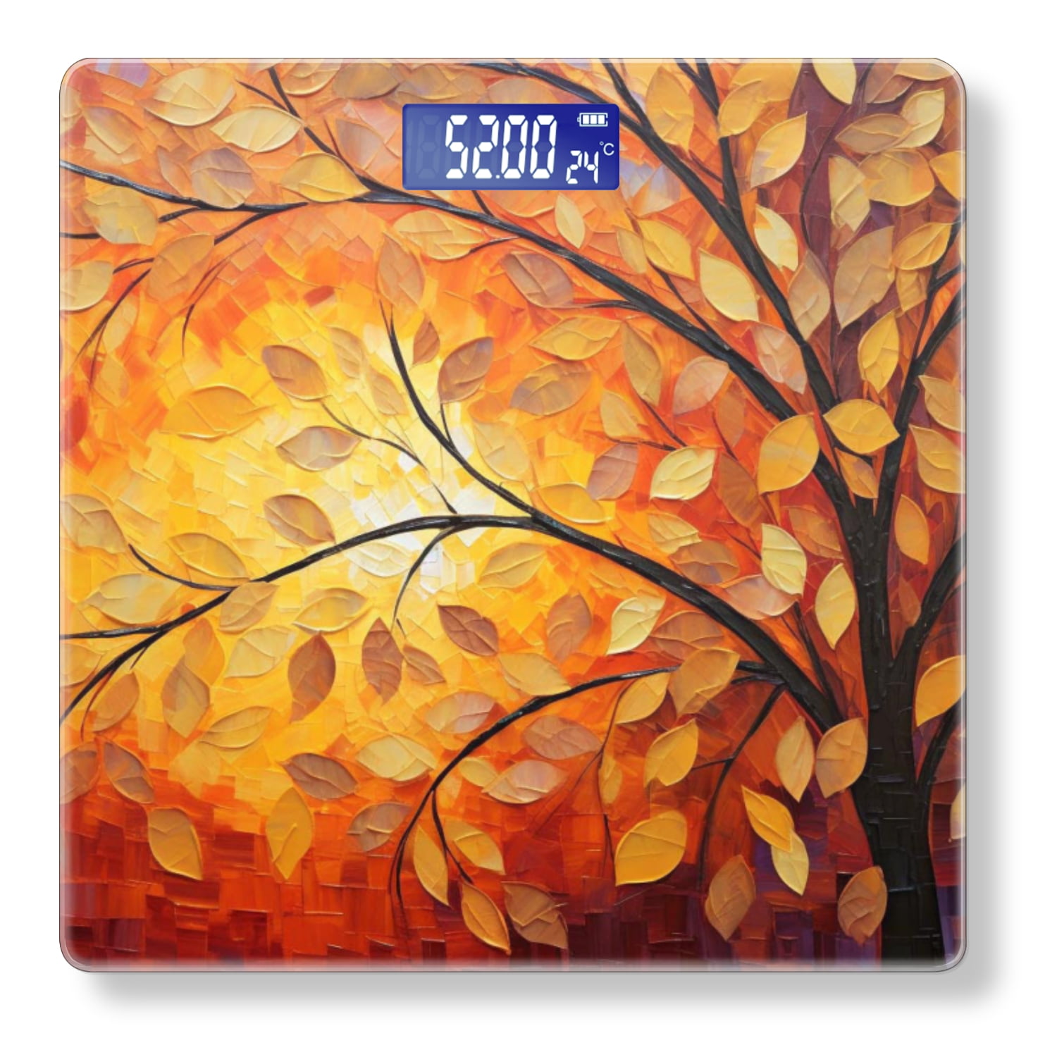 Bathroom Scale, Highly Accurate Digital Body Scale,Precisely Measures Weight up to 400 lbs-Abstract Painting Of Golden Autumn Tree With Leaves