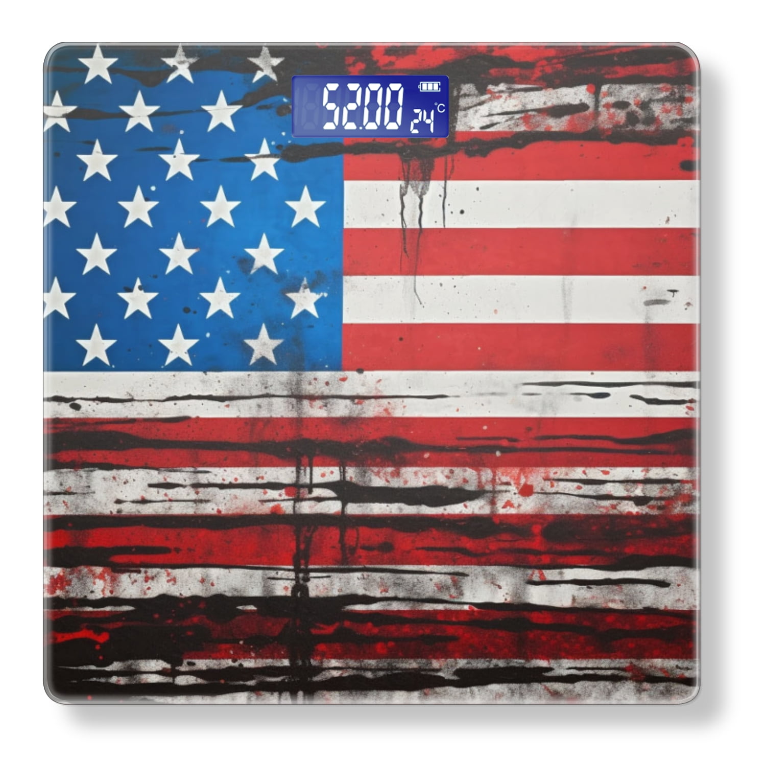 Bathroom Scale, Highly Accurate Digital Body Scale,Precisely Measures Weight up to 400 lbs-American Flag Painted On Grunge Background
