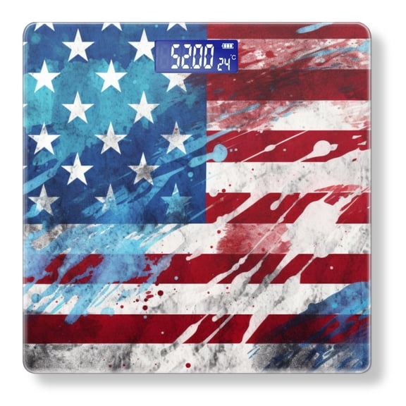 Bathroom Scale, Highly Accurate Digital Body Scale,Precisely Measures Weight up to 400 lbs-American Flag With Splatter Paint