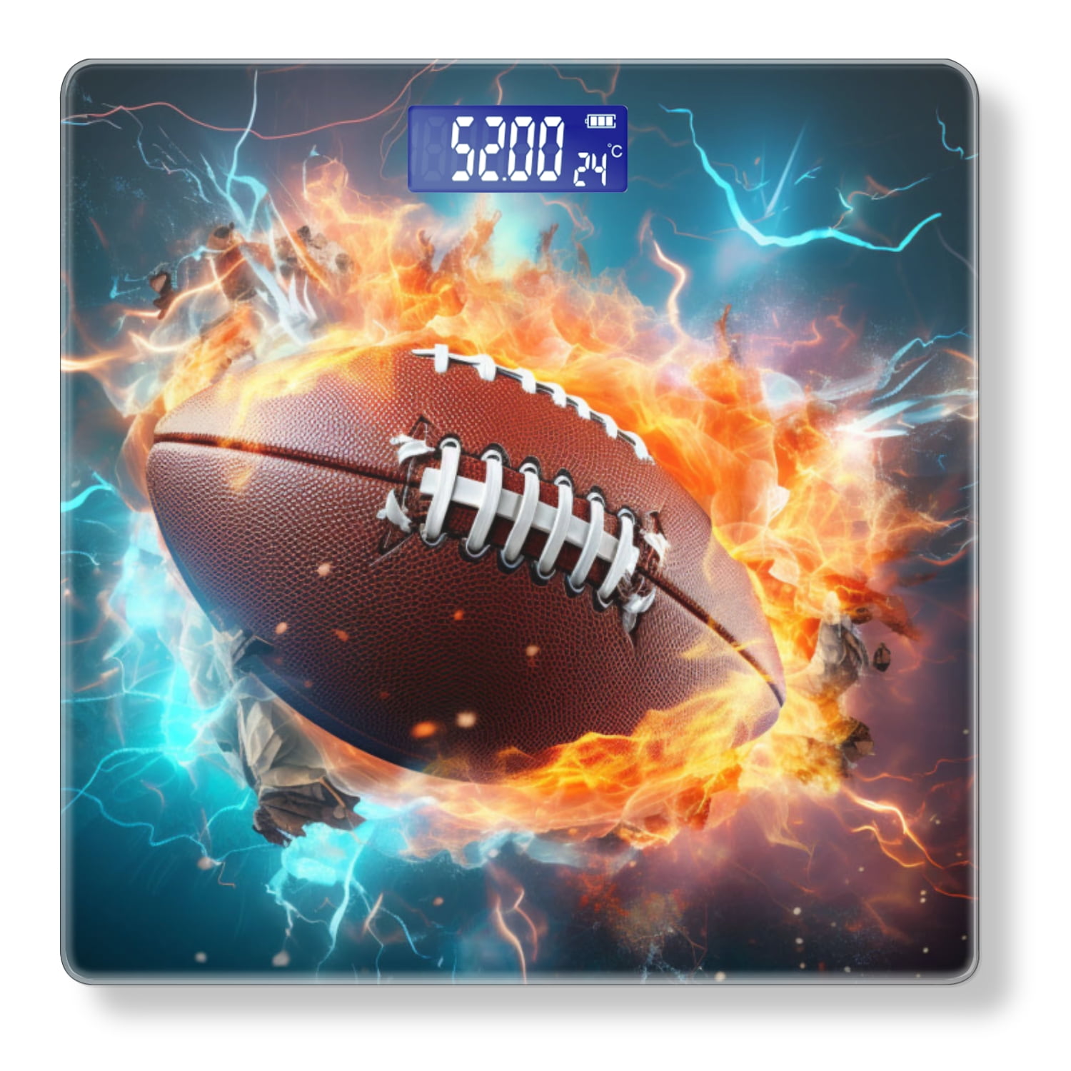 Bathroom Scale, Highly Accurate Digital Body Scale,Precisely Measures Weight up to 400 lbs-Football Engulfed In Flames