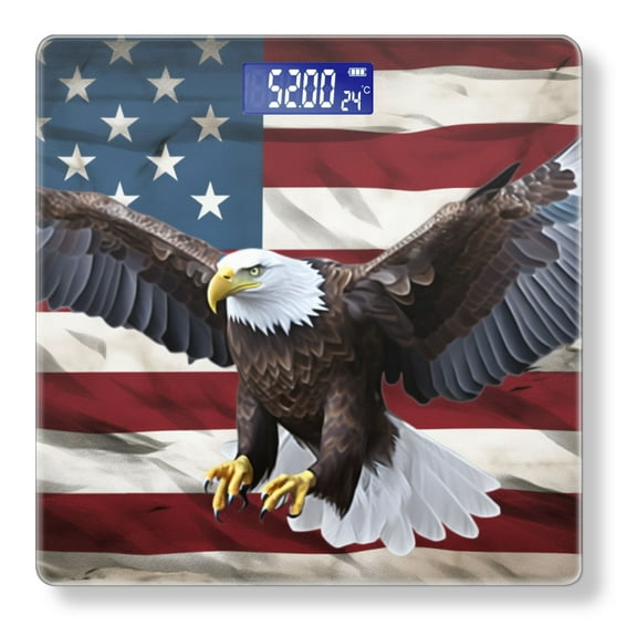 Bathroom Scale, Highly Accurate Digital Body Scale,Precisely Measures Weight up to 400 lbs-Bald Eagle Superimposed Over Usa Flag