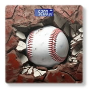Bathroom Scale, Highly Accurate Digital Body Scale,Precisely Measures Weight up to 400 lbs-Baseball Ball In The Hole Of Cracked Red Wall With Cracks