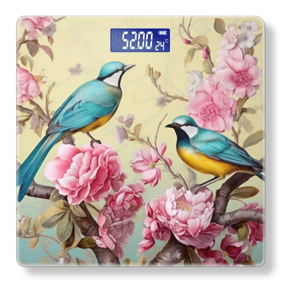 Bathroom Scale, Highly Accurate Digital Body Scale,Precisely Measures Weight up to 400 lbs-Beautiful Birds With Blue And Yellow Feathers