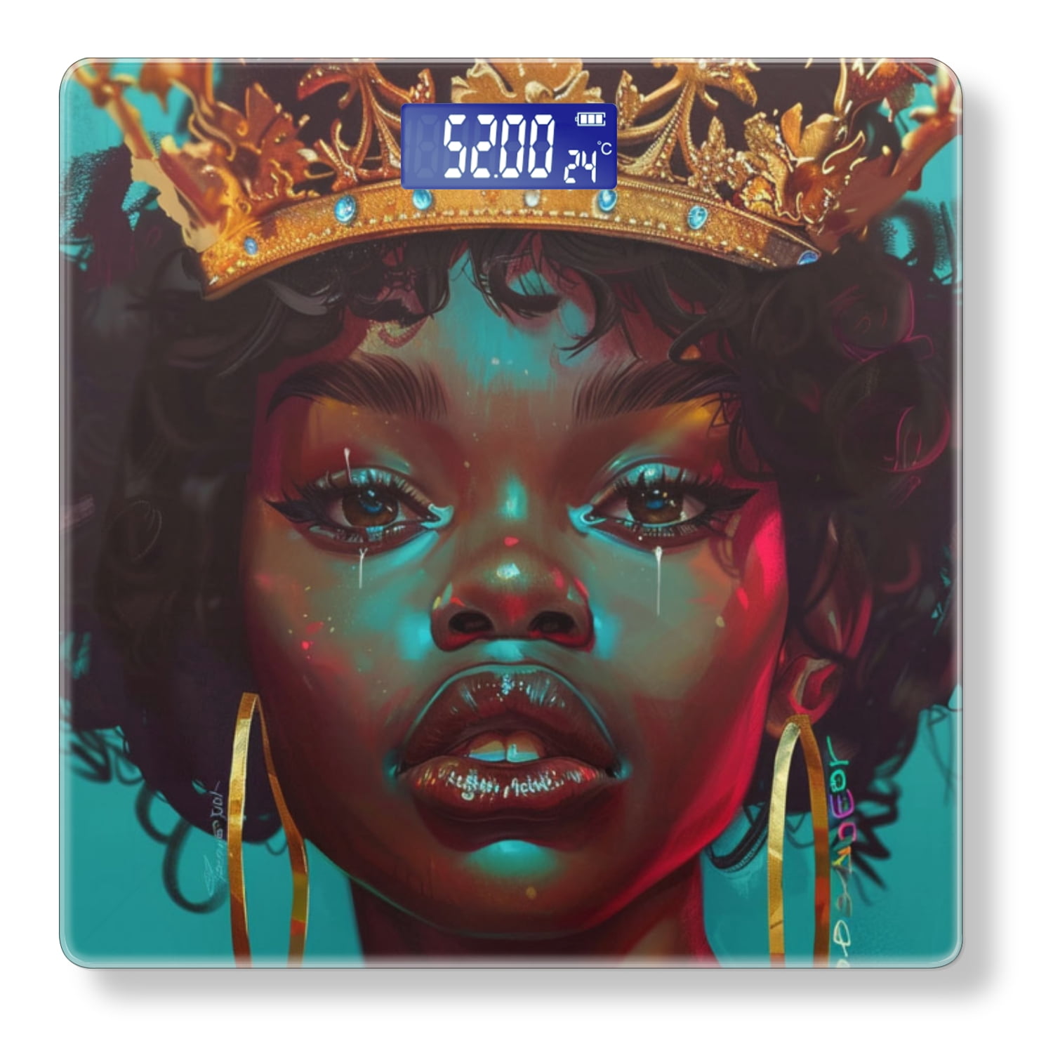 Bathroom Scale, Highly Accurate Digital Body Scale,Precisely Measures Weight up to 400 lbs-Beautiful Black Woman With Golden Crown