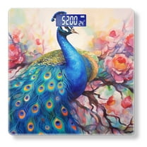 Bathroom Scale, Highly Accurate Digital Body Scale,Precisely Measures Weight up to 400 lbs-Beautiful Blue Peacock With Vibrant Feathers