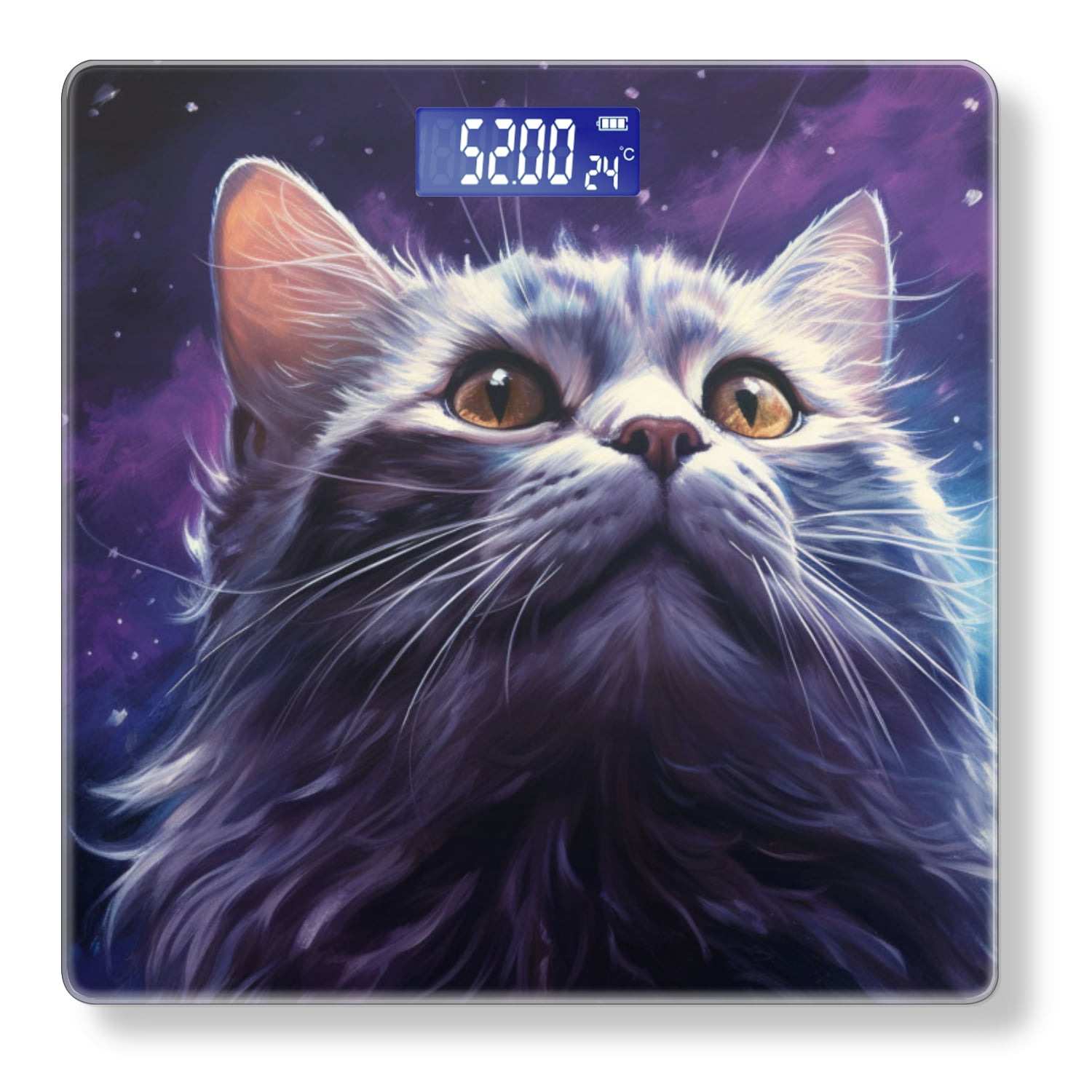Bathroom Scale, Highly Accurate Digital Body Scale,Precisely Measures Weight up to 400 lbs-Beautiful Cat With Large Eyes And Long Fur