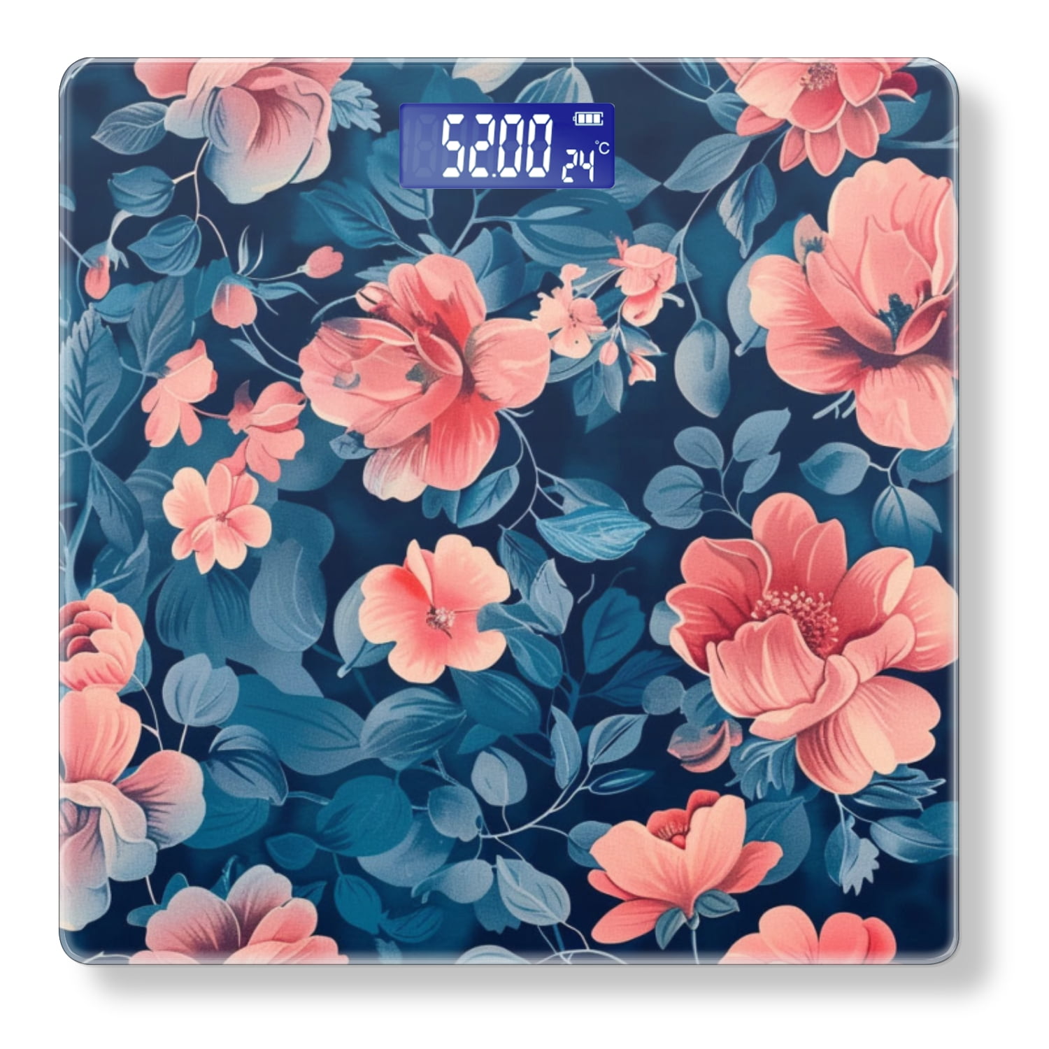Bathroom Scale, Highly Accurate Digital Body Scale,Precisely Measures Weight up to 400 lbs-Beautiful Flowers Of Vintage Floral Print