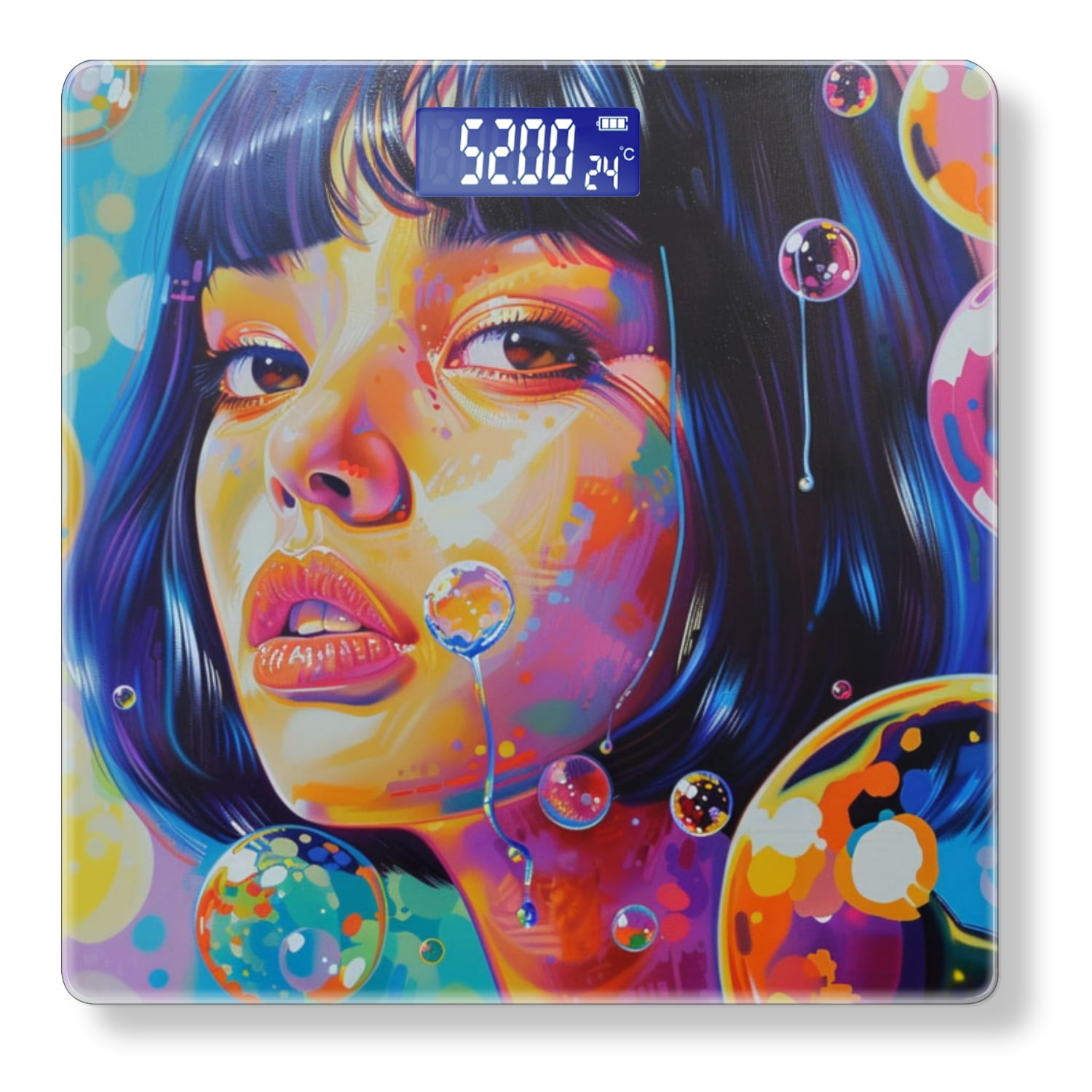 Bathroom Scale, Highly Accurate Digital Body Scale,Precisely Measures Weight up to 400 lbs-Beautiful Woman With Afro Blowing Bubbles