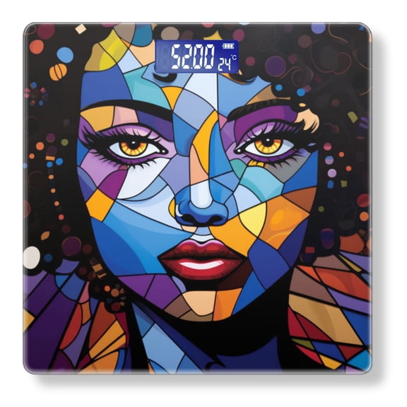 Bathroom Scale, Highly Accurate Digital Body Scale,Precisely Measures Weight up to 400 lbs-Beautiful Woman With Curly Hair And Big Eyes