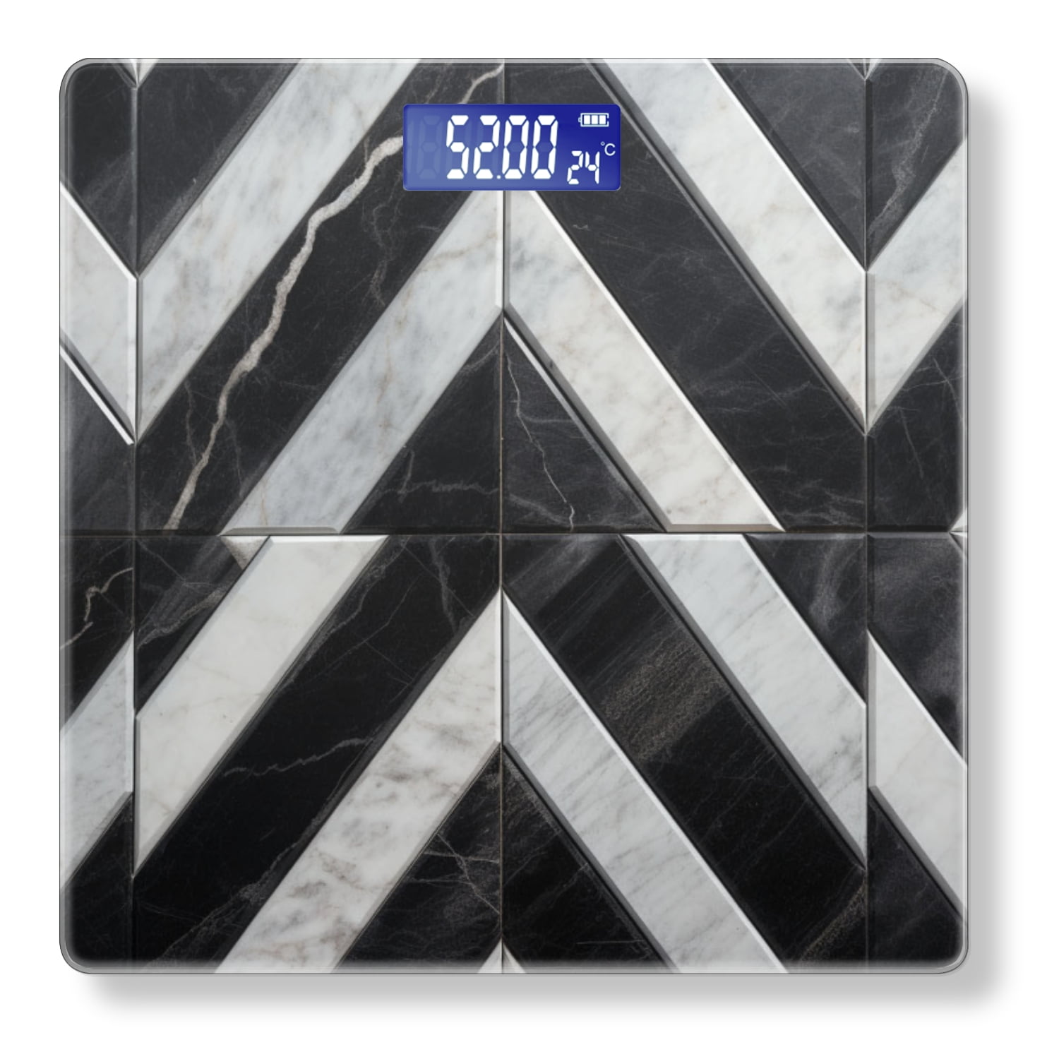Bathroom Scale, Highly Accurate Digital Body Scale,Precisely Measures Weight up to 400 lbs-Black And White Marble With Diagonal Pattern