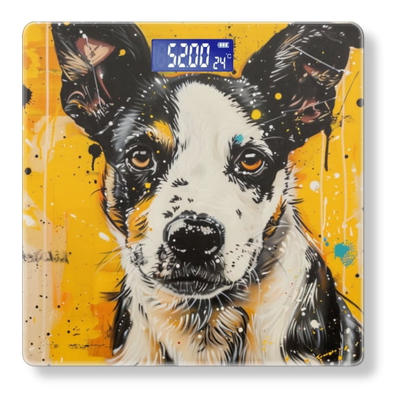 Bathroom Scale, Highly Accurate Digital Body Scale,Precisely Measures Weight up to 400 lbs-Black Dog With White Chest Fur And Background