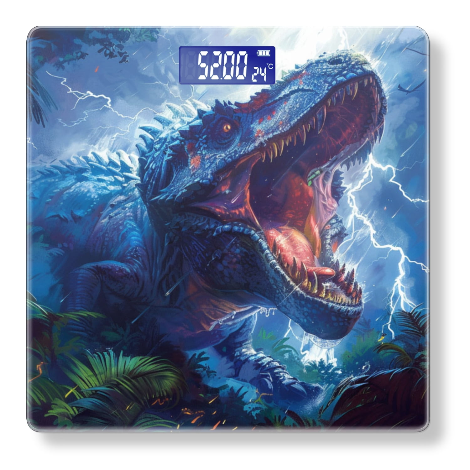Bathroom Scale, Highly Accurate Digital Body Scale,Precisely Measures Weight up to 400 lbs-Blue And Red-Colored Dinosaur Roaring In The Jungle