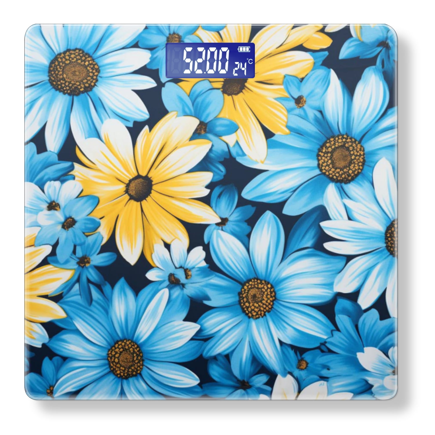 Bathroom Scale, Highly Accurate Digital Body Scale,Precisely Measures Weight up to 400 lbs-Blue And Yellow Daisies