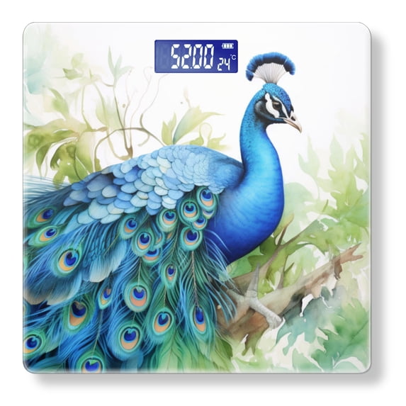 Bathroom Scale, Highly Accurate Digital Body Scale,Precisely Measures Weight up to 400 lbs-Blue Peacock Sitting On The Tree Branch