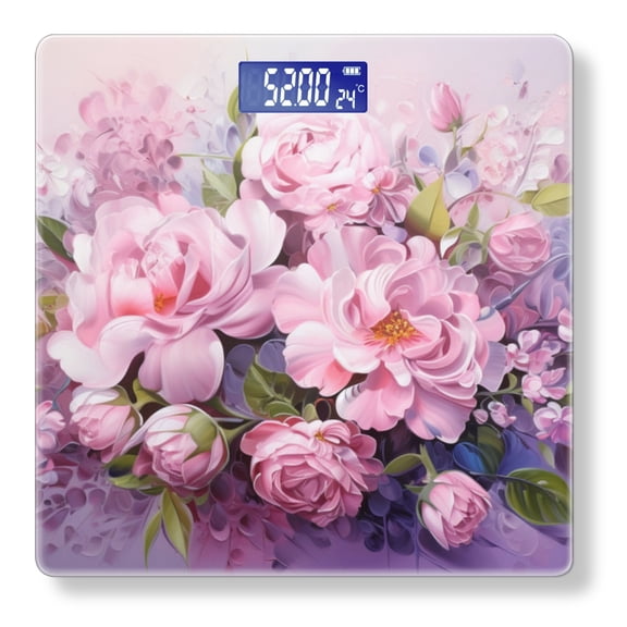 Bathroom Scale, Highly Accurate Digital Body Scale,Precisely Measures Weight up to 400 lbs-Bouquet Of Pink And Purple Flowers Including Roses