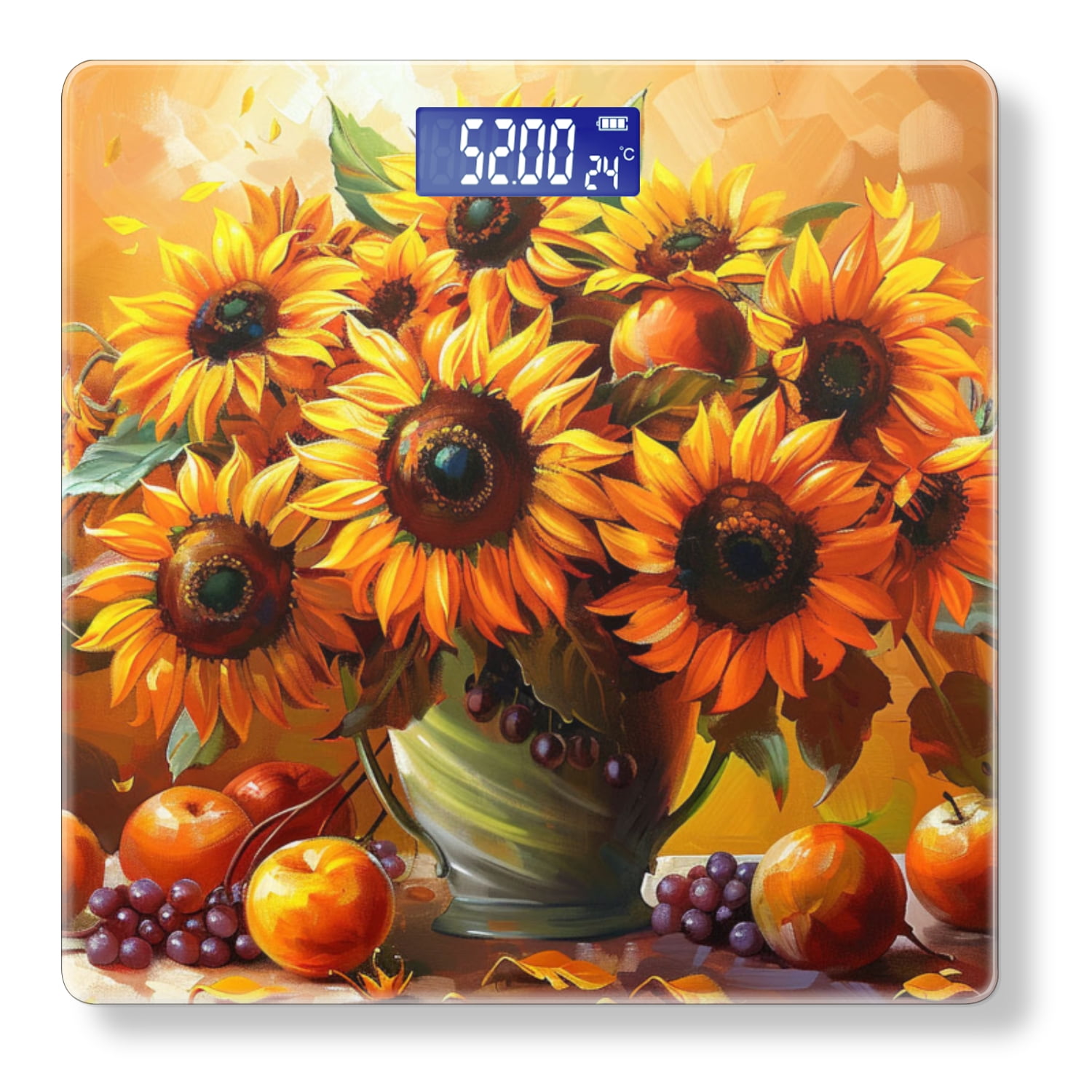 Bathroom Scale, Highly Accurate Digital Body Scale,Precisely Measures Weight up to 400 lbs-Bouquet Of Sunflowers In Elegant Vase