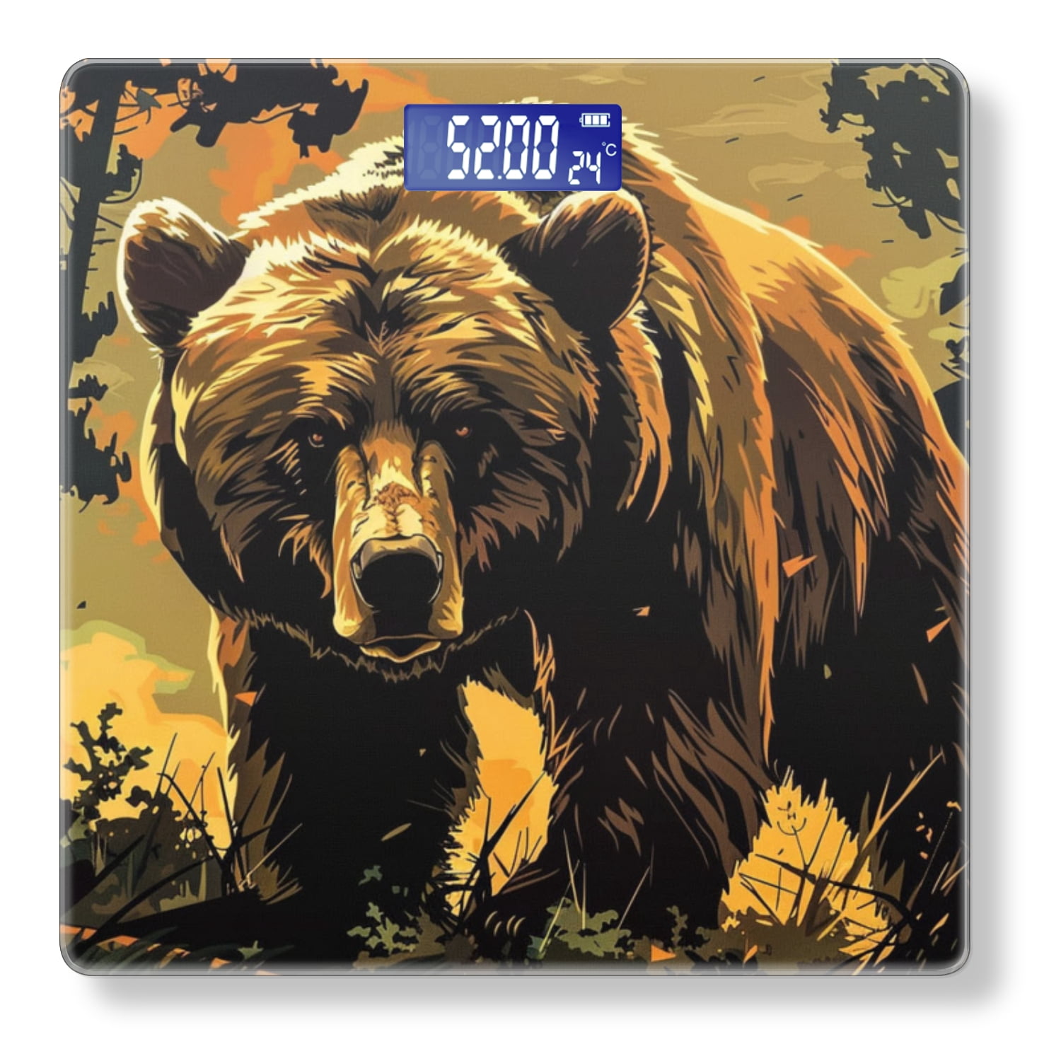 Bathroom Scale, Highly Accurate Digital Body Scale,Precisely Measures Weight up to 400 lbs-Brown Bear In Forest At Sunset