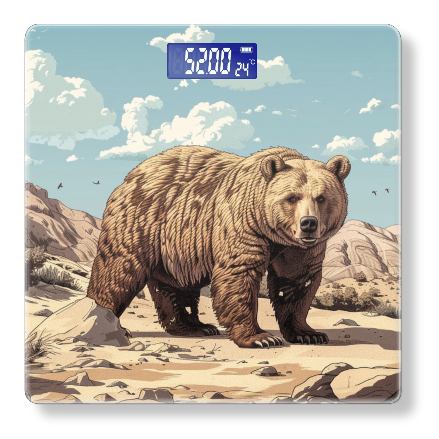 Bathroom Scale, Highly Accurate Digital Body Scale,Precisely Measures Weight up to 400 lbs-Brown Bear In The Desert