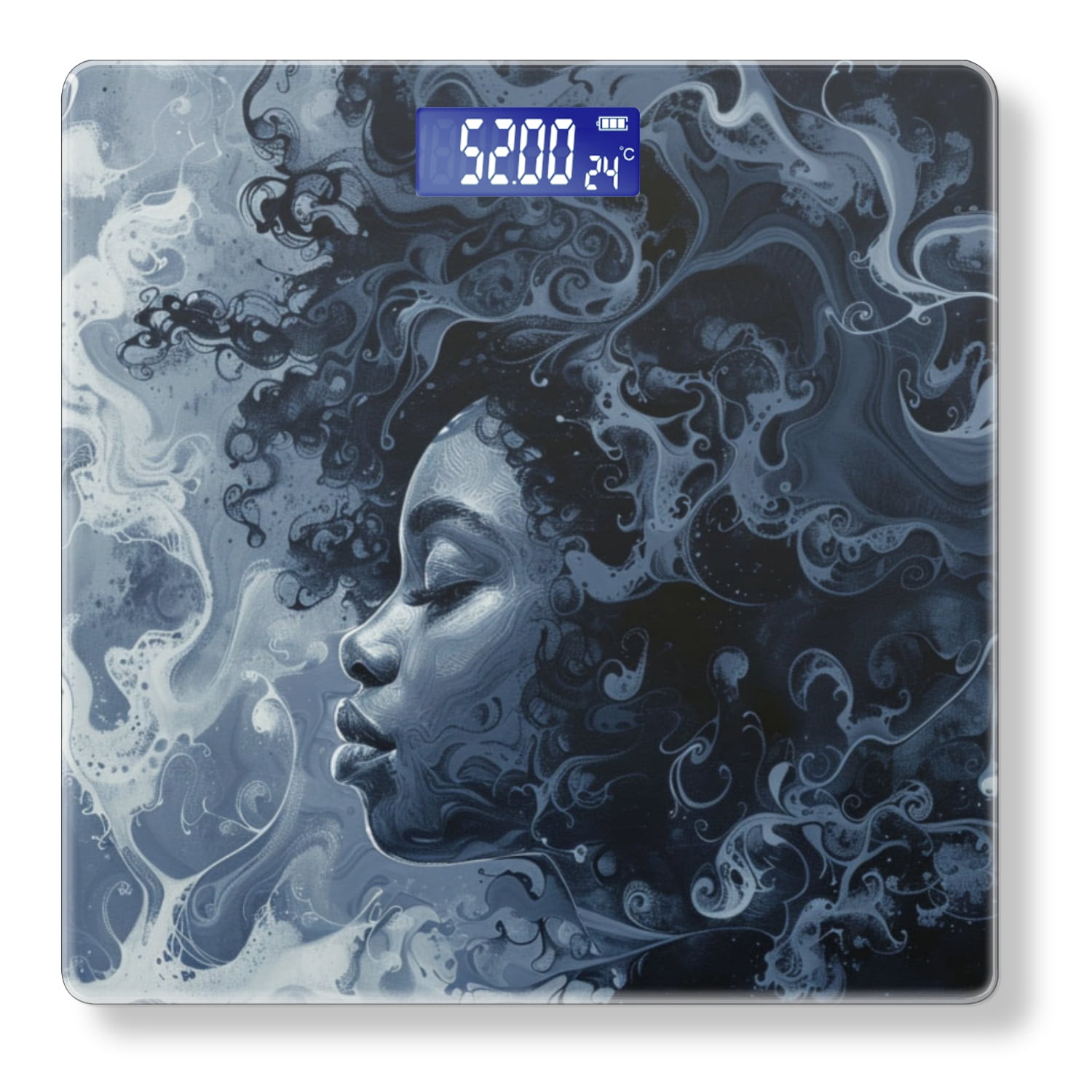 Bathroom Scale, Highly Accurate Digital Body Scale,Precisely Measures Weight up to 400 lbs-Captivating Black Woman With Curly Hair