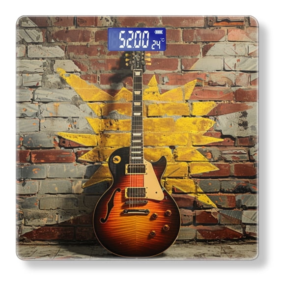 Bathroom Scale, Highly Accurate Digital Body Scale,Precisely Measures Weight up to 400 lbs-Classic Guitar Leaning Against Old Brick Wall