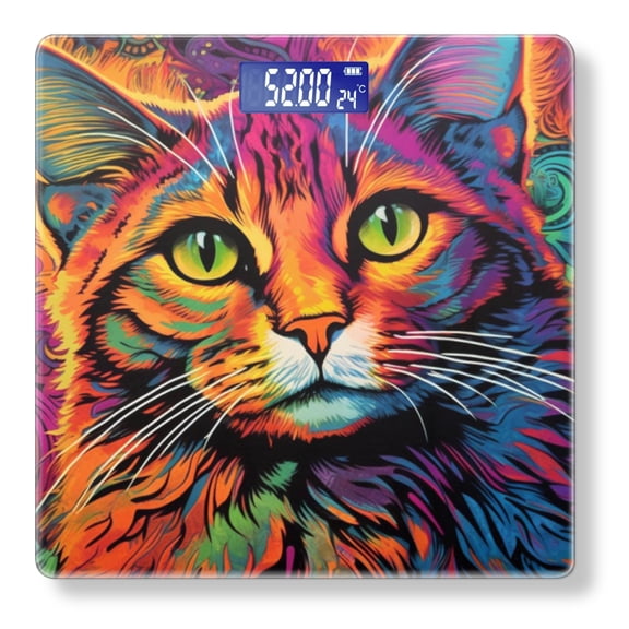 Bathroom Scale, Highly Accurate Digital Body Scale,Precisely Measures Weight up to 400 lbs-Colorful Cute Cat