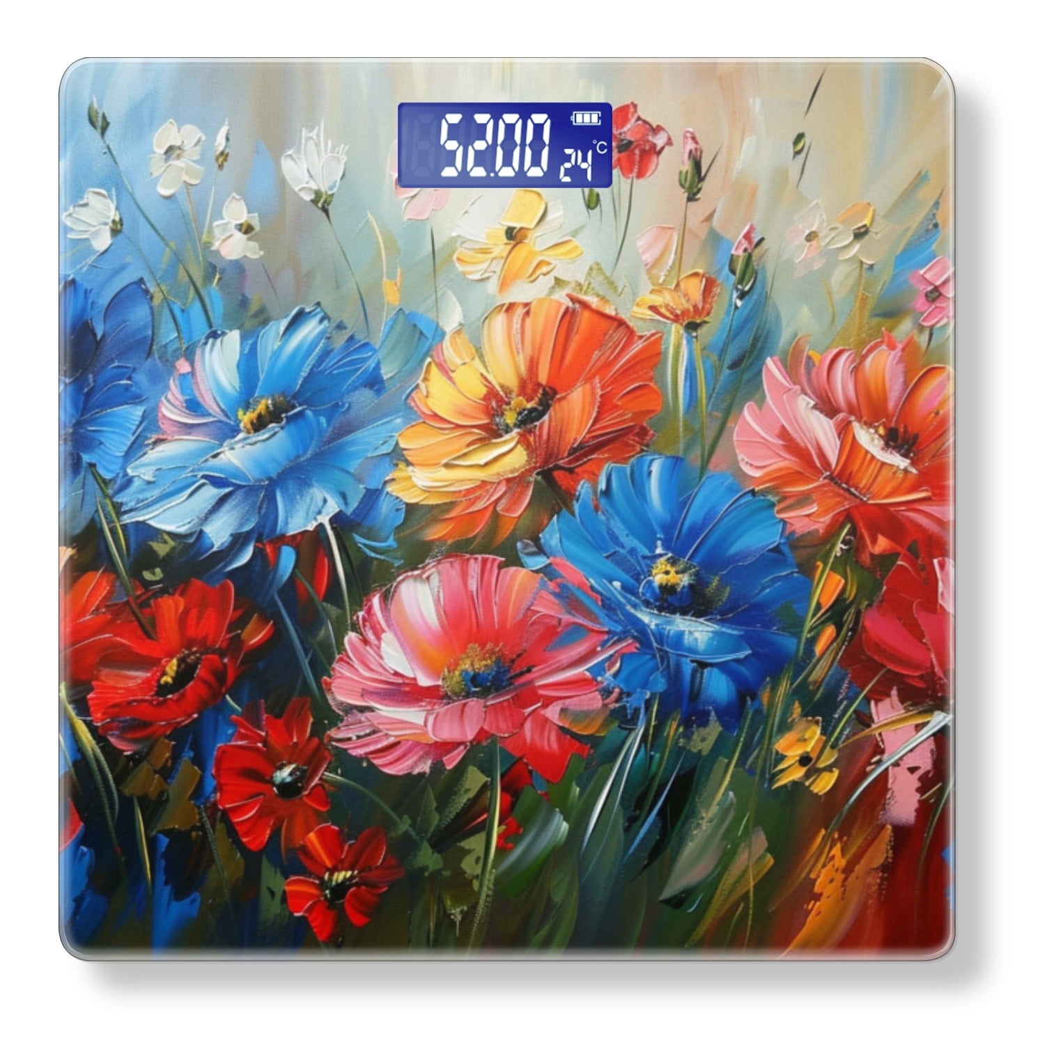 High Precision Body Weight Scale Smart Bathroom Scales with Large LCD Display(400lbs),Decorative for Bedroom-Colorful Flowers In The Meadow