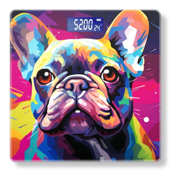 Bathroom Scale, Highly Accurate Digital Body Scale,Precisely Measures Weight up to 400 lbs-Colorful French Bulldog In The Style Of Pop Art