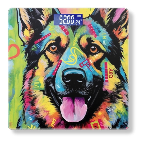 Bathroom Scale, Highly Accurate Digital Body Scale,Precisely Measures Weight up to 400 lbs-Colorful Graffiti-Style Painting Of German Shepherd