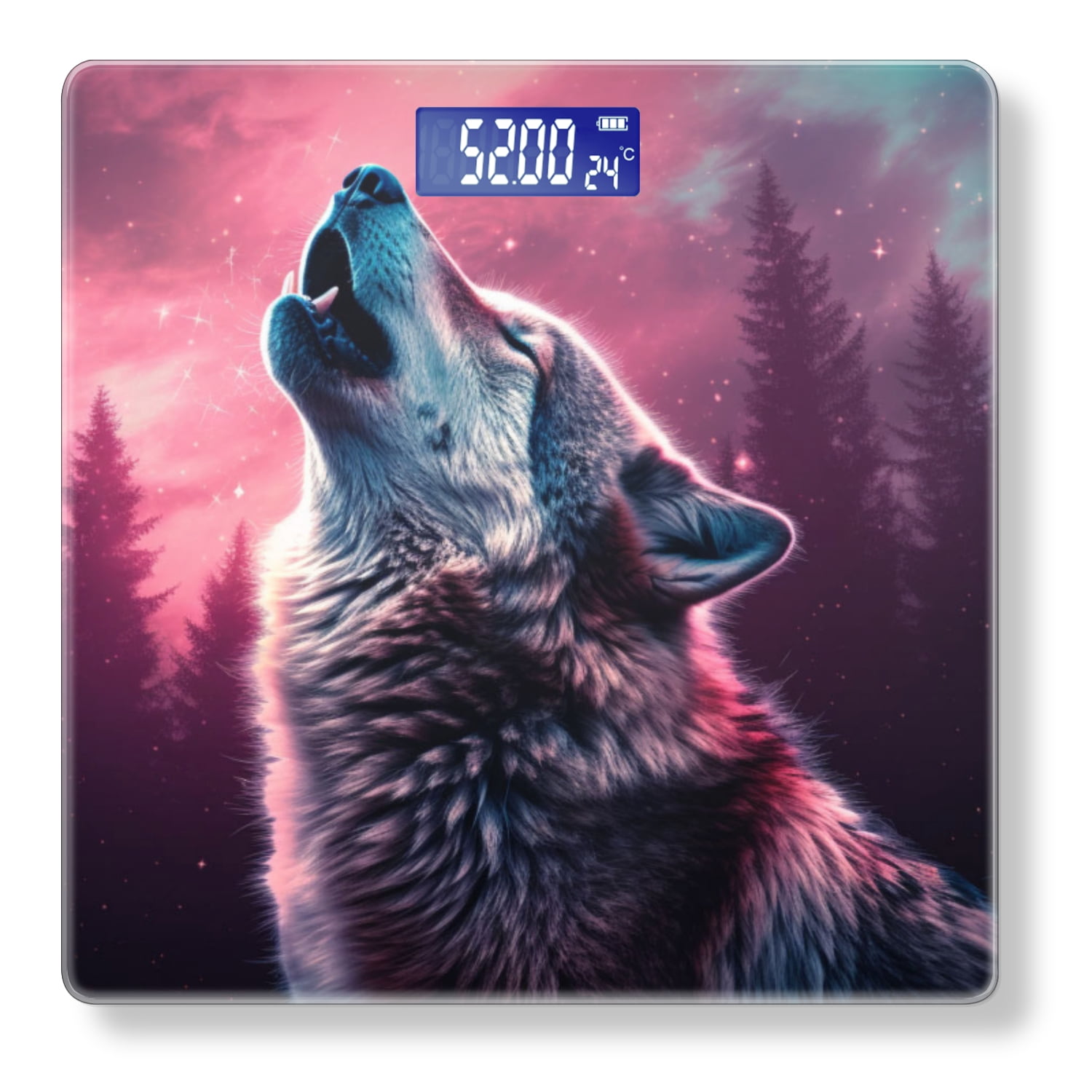 Bathroom Scale, Highly Accurate Digital Body Scale,Precisely Measures Weight up to 400 lbs-Colorful Wolf Howling In The Night Sky
