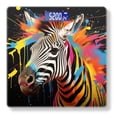 thumbnail image 1 of Bathroom Scale, Highly Accurate Digital Body Scale,Precisely Measures Weight up to 400 lbs-Colorful Zebra With Paint Splatters On Black Background, 1 of 4