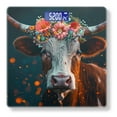 thumbnail image 1 of Bathroom Scale, Highly Accurate Digital Body Scale,Precisely Measures Weight up to 400 lbs-Cow With Flowers On Head Against Dark Background, 1 of 4
