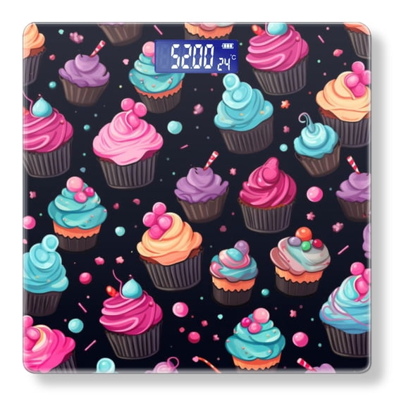 Bathroom Scale, Highly Accurate Digital Body Scale,Precisely Measures Weight up to 400 lbs-Cupcake Pattern Cartoon Style