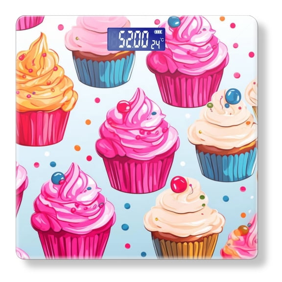 Bathroom Scale, Highly Accurate Digital Body Scale,Precisely Measures Weight up to 400 lbs-Cupcakes In The Style Of Vector Illustration