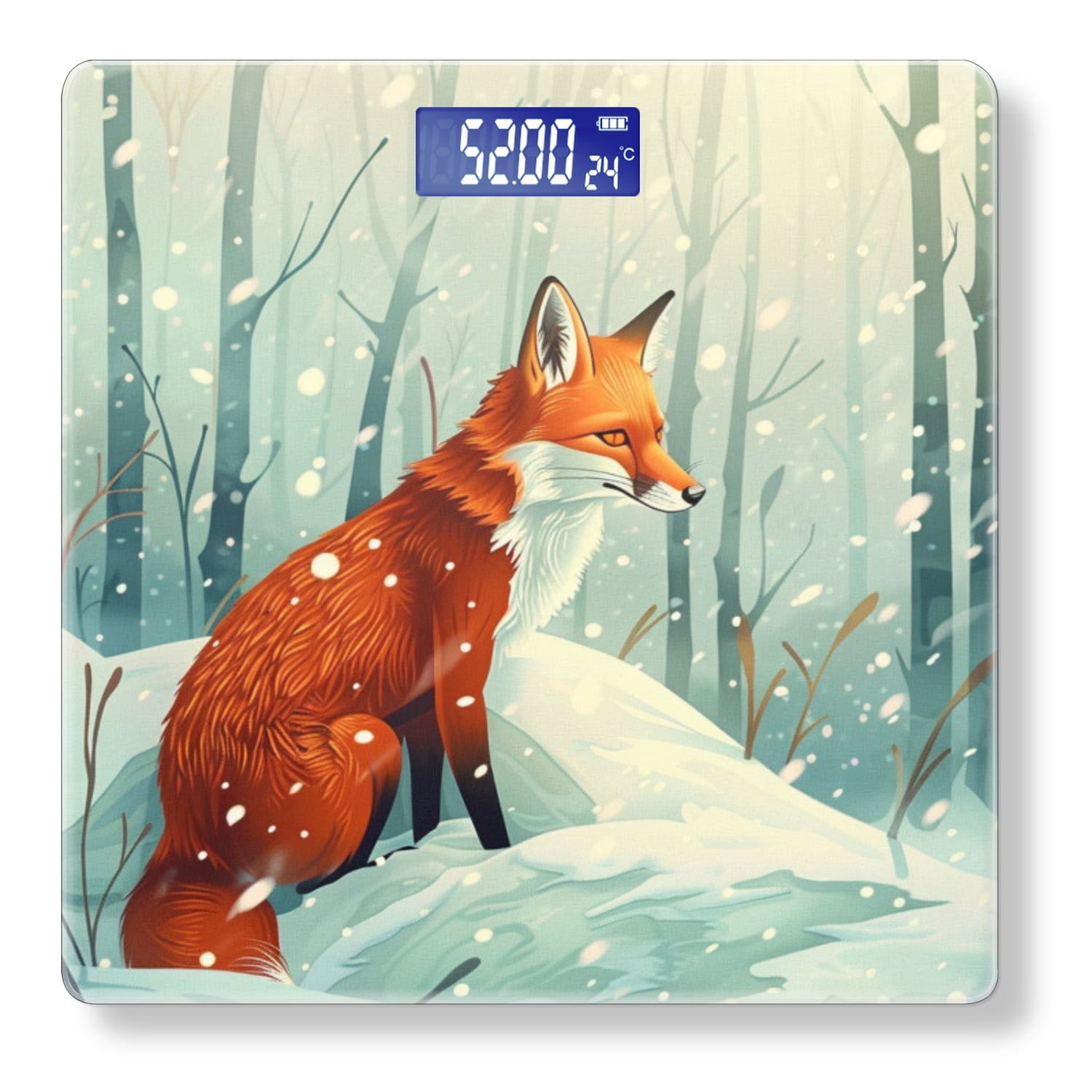 Bathroom Scale, Highly Accurate Digital Body Scale,Precisely Measures Weight up to 400 lbs-Cute Fox Sitting On The Snow In Winter Forest