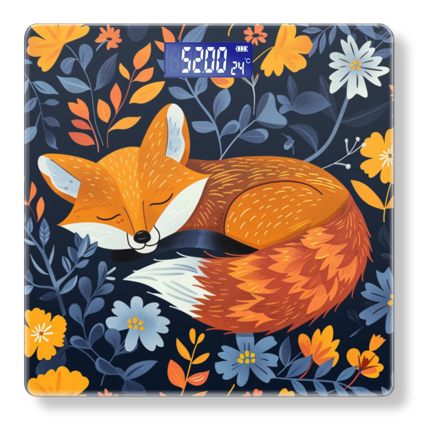 Bathroom Scale, Highly Accurate Digital Body Scale,Precisely Measures Weight up to 400 lbs-Cute Fox Sleeping Among The Flowers