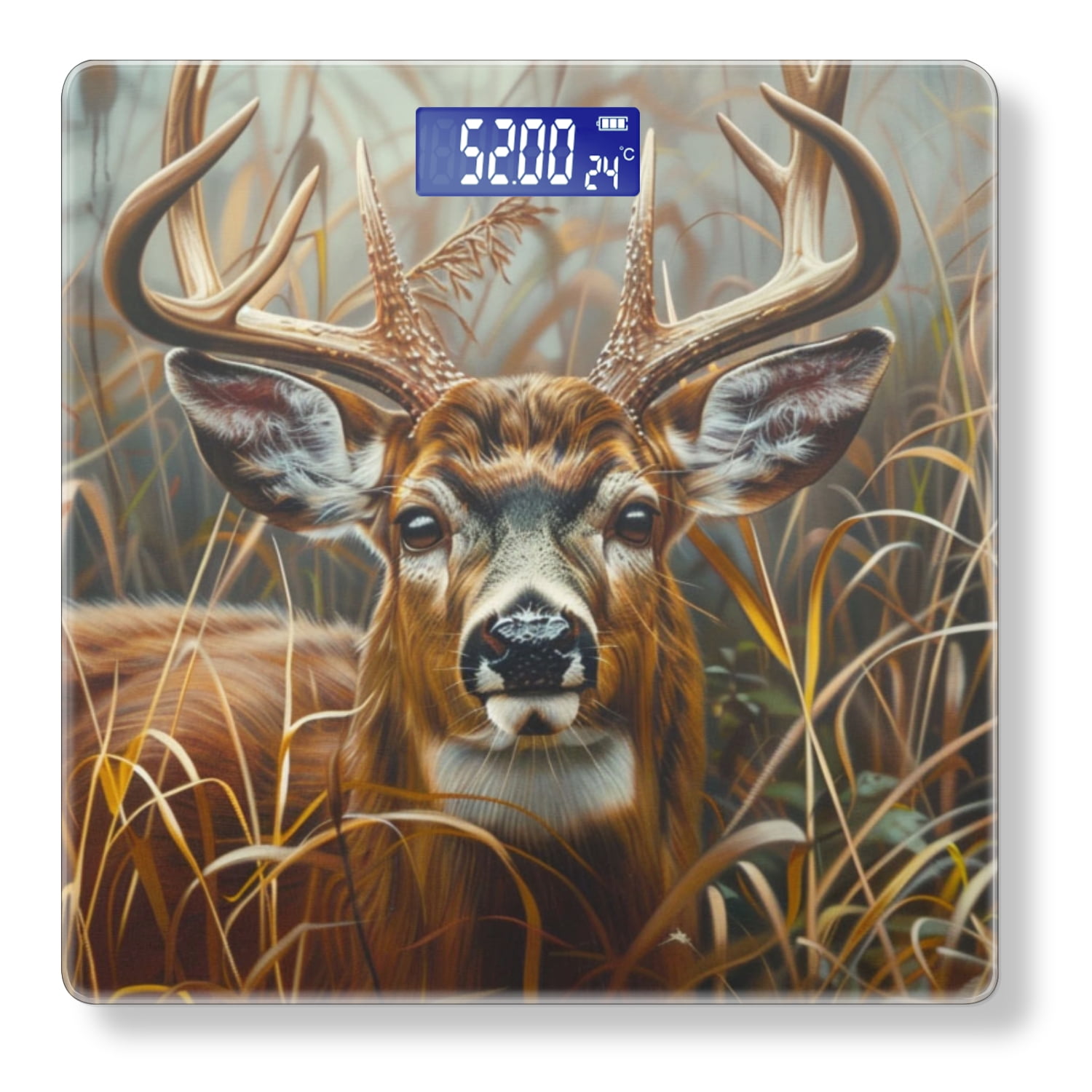Bathroom Scale, Highly Accurate Digital Body Scale,Precisely Measures Weight up to 400 lbs-Deer In Tall Grass With Detailed Fur And Horns