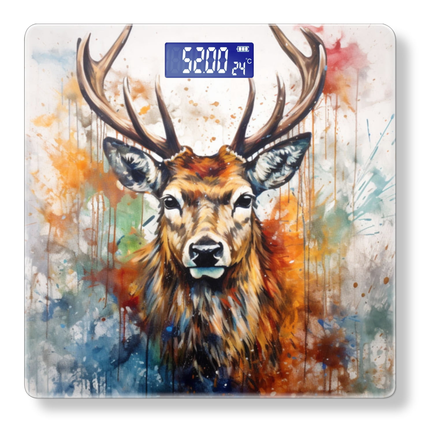 Bathroom Scale, Highly Accurate Digital Body Scale,Precisely Measures Weight up to 400 lbs-Deer With Large Antlers And Set Against White Background