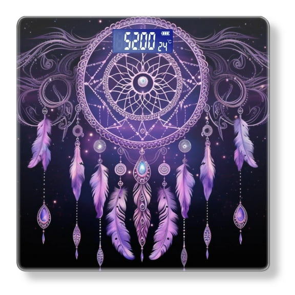 High Precision Body Weight Scale Smart Bathroom Scales with Large LCD Display(400lbs),Decorative for Bedroom-Dreamcatcher With Purple Color Scheme