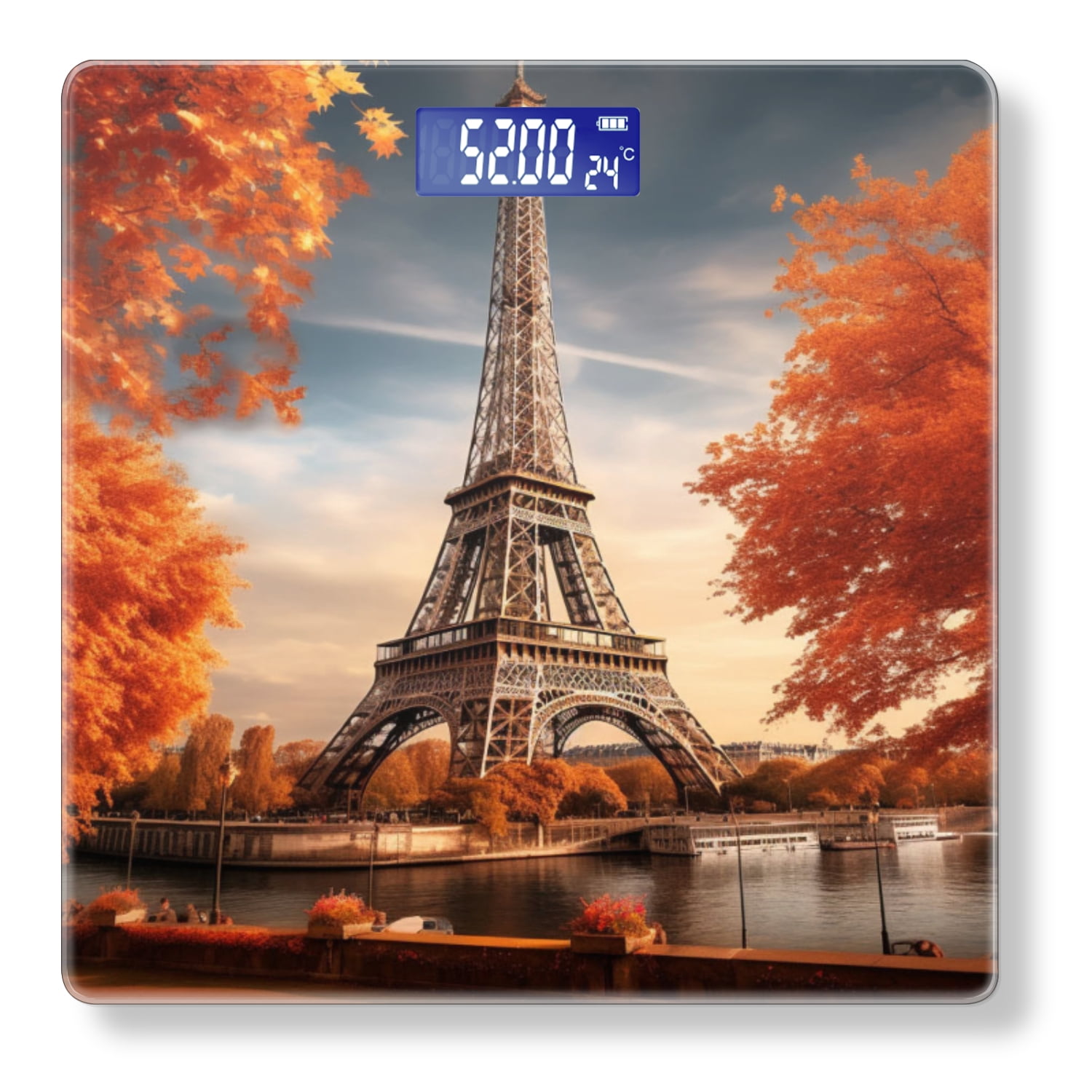 Bathroom Scale, Highly Accurate Digital Body Scale,Precisely Measures Weight up to 400 lbs-Eiffel Tower Surrounded By Autumn Trees