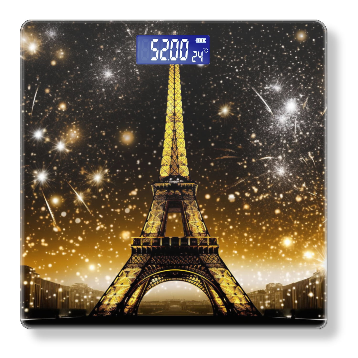 Bathroom Scale, Highly Accurate Digital Body Scale,Precisely Measures Weight up to 400 lbs-Eiffel Tower With Gold And Black Background