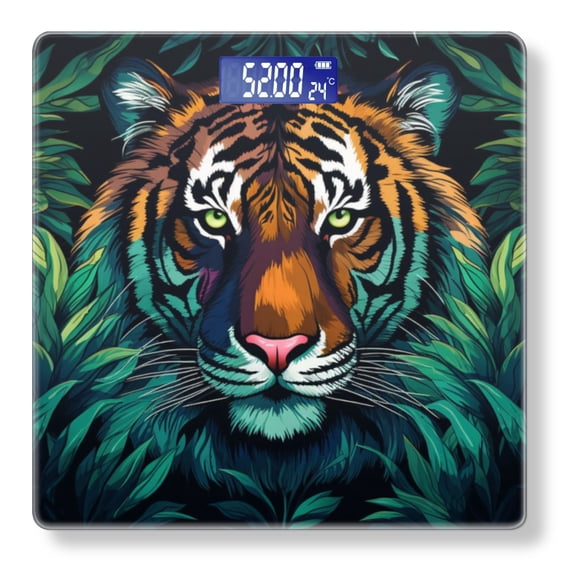 Bathroom Scale, Highly Accurate Digital Body Scale,Precisely Measures Weight up to 400 lbs-Elegant Tiger'S Face Emerging From The Jungle