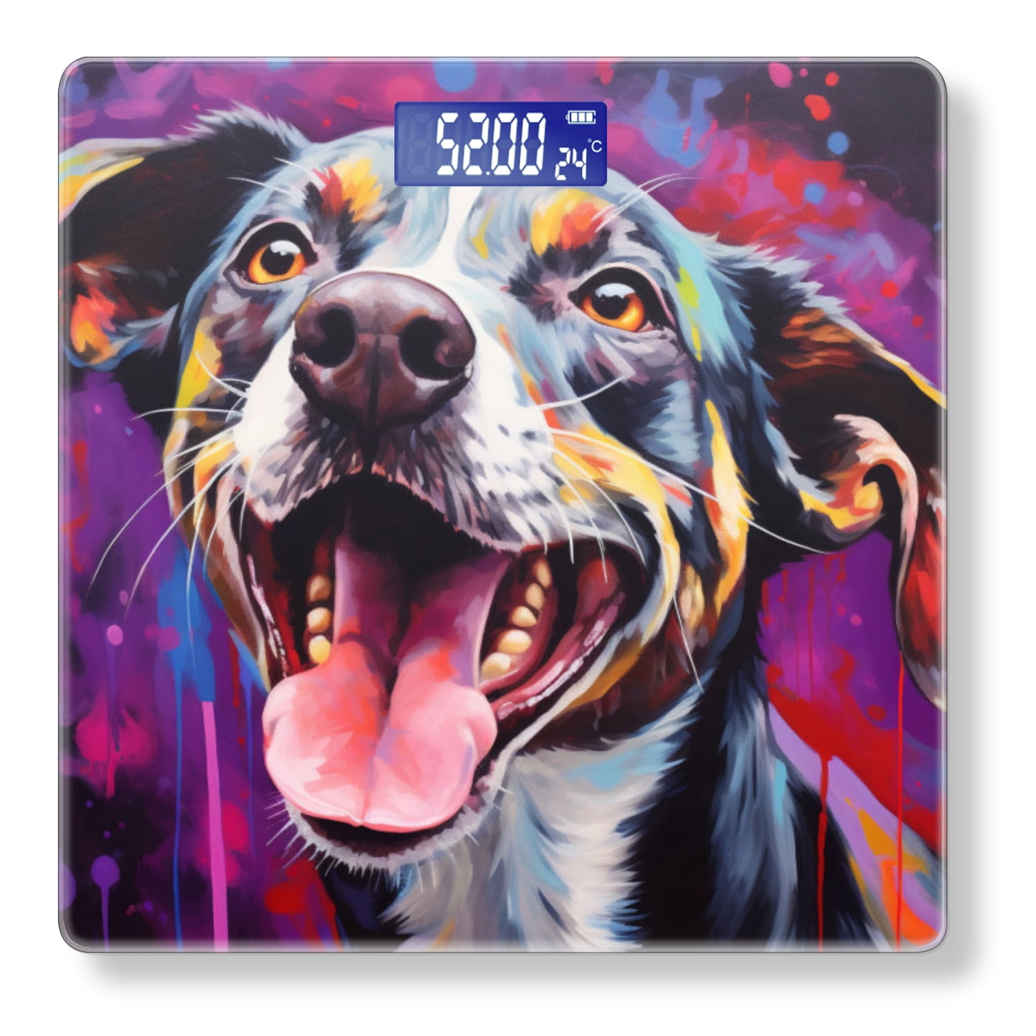 Bathroom Scale, Highly Accurate Digital Body Scale,Precisely Measures Weight up to 400 lbs-Excited Dog With Tongue Out