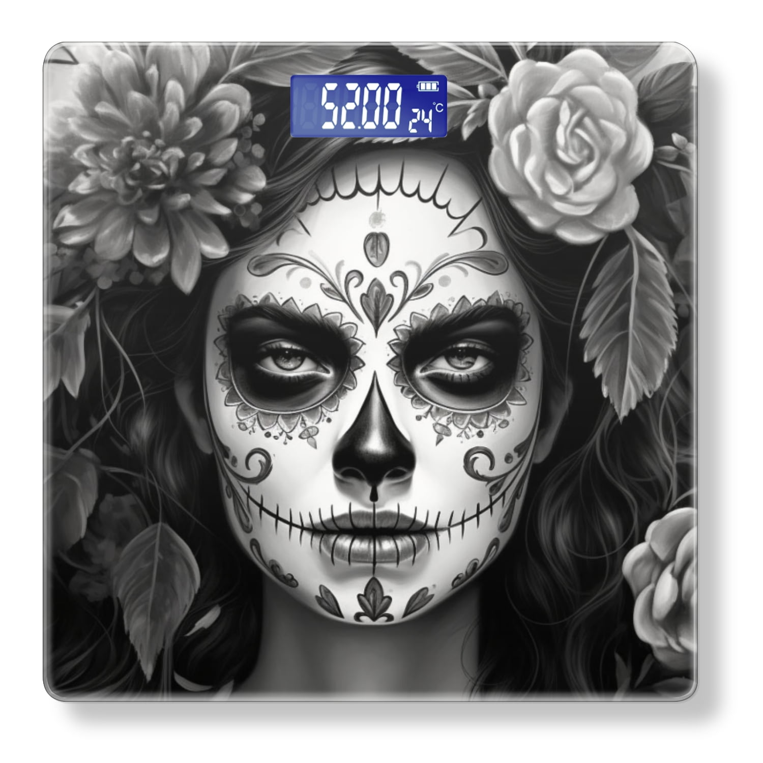 Bathroom Scale, Highly Accurate Digital Body Scale,Precisely Measures Weight up to 400 lbs-Face Of Attractive Woman With Black Hair