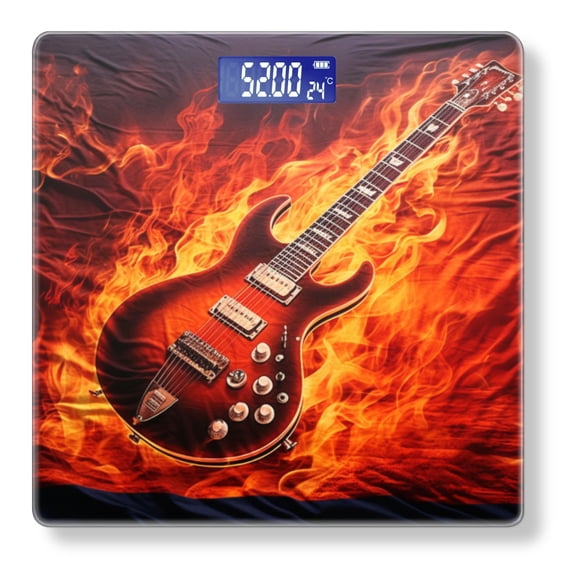 Bathroom Scale, Highly Accurate Digital Body Scale,Precisely Measures Weight up to 400 lbs-Flaming Guitar With High-Resolution